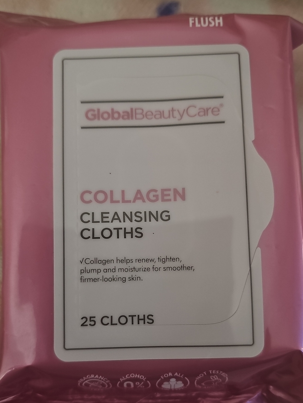GlobalBeautyCare Collagen Cleansing Cloths — Pink